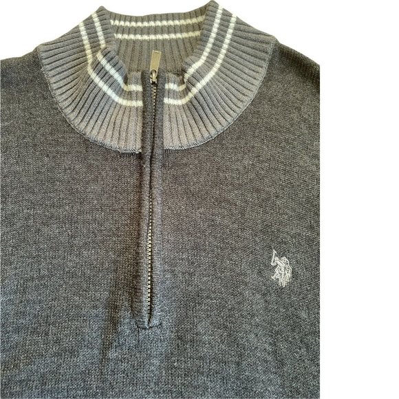 🔧Men’s Big Tall Sweater Size 2X U.S.POLO ASSN Mock Neck 1/4 Zip Dark - Picture 5 of 12